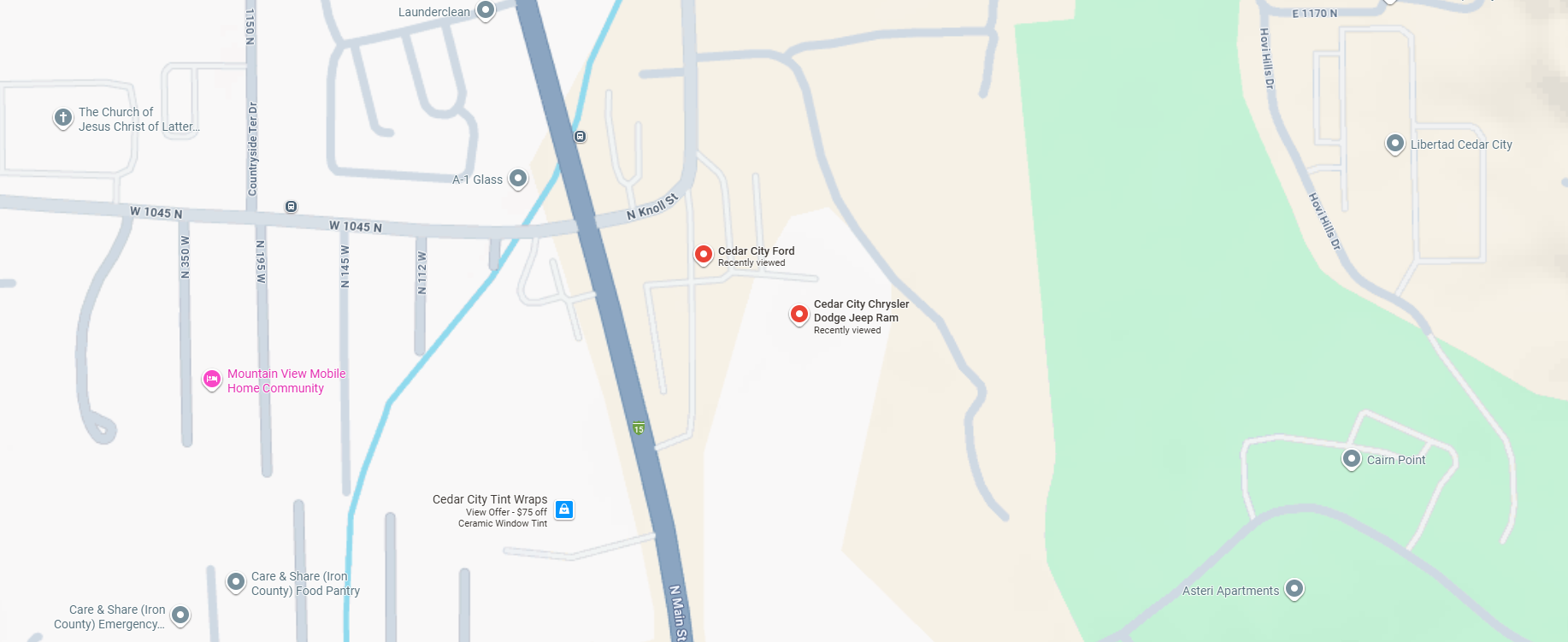 Cedar City Dealership Map